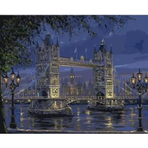 London Bridge by Night – Canvastly DIY Paint By Numbers