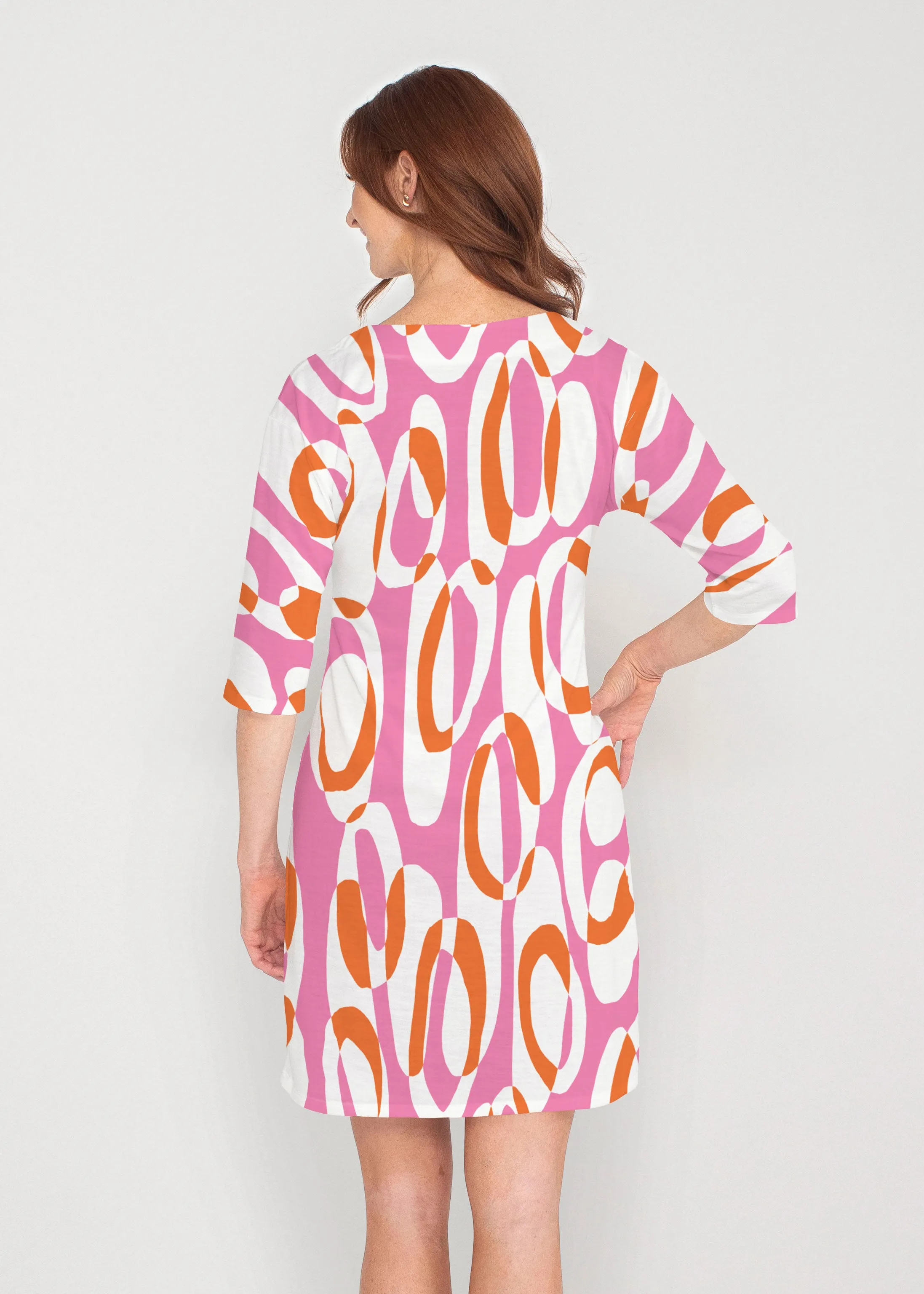 Loop ta Loop Pink (8085) ~ Lucy 3/4 Sleeve V-Neck Dress