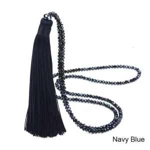 LOVBEAFAS Fashion Boho Long Fringe Tassel Necklaces Women Collier Femme Glass Beaded Crystal Bohemian Fine Jewelry Promotion