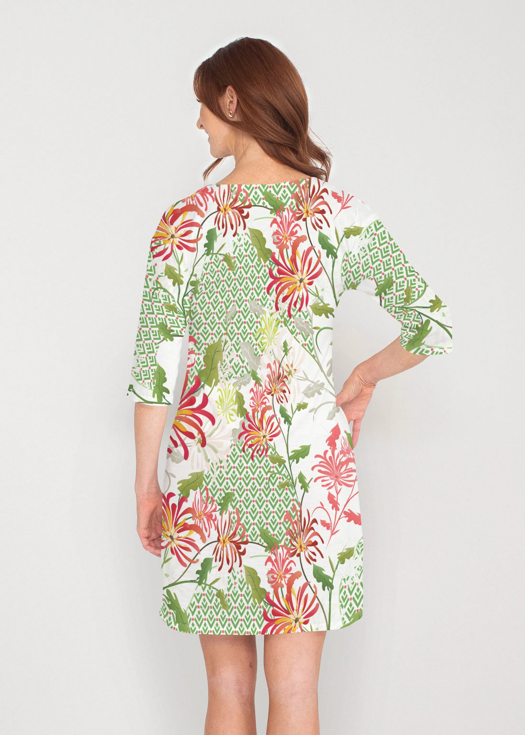 Lucia Green (8089) ~ Lucy 3/4 Sleeve V-Neck Dress