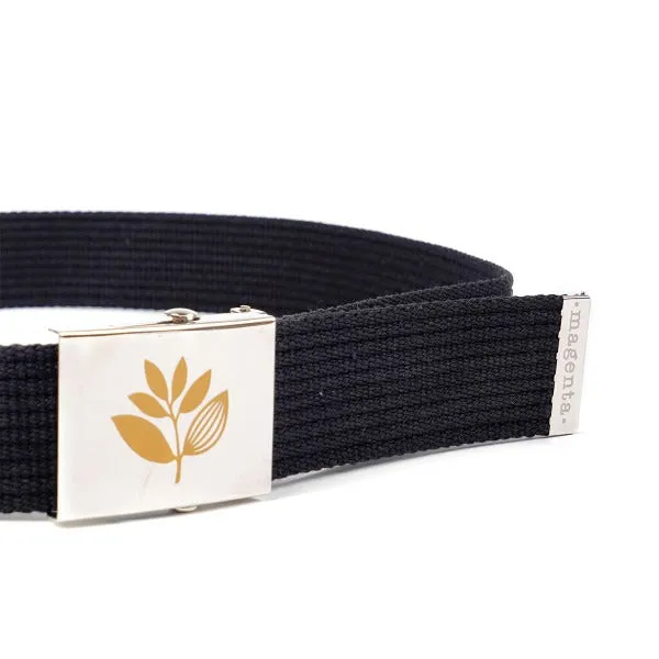 Magenta Plant Buckle Up Belt - Black