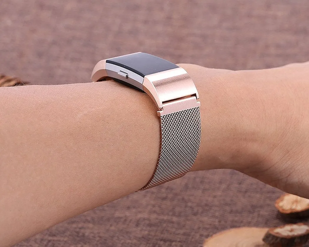 Magnet Stainless Steel Mesh Watch Band for Fitbit Alta - Rose Gold