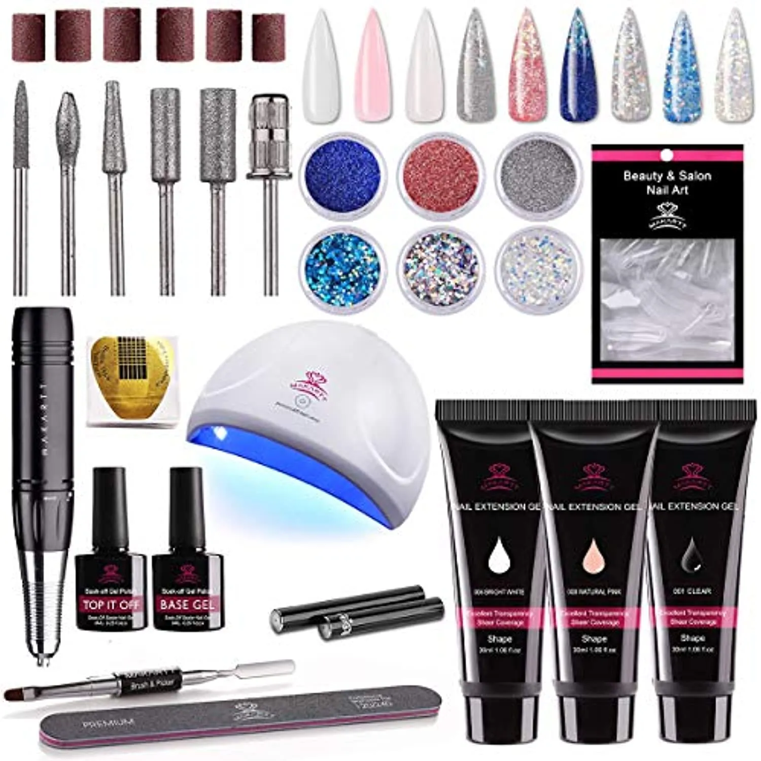 Makartt Nail Extension Gel Kit 30ML with Stefy Handheld Nail Drill Kit Bundle