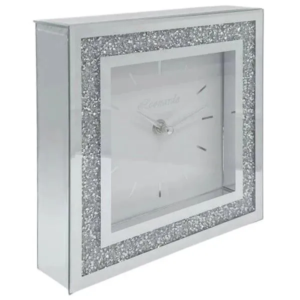 Mantle Clock Mirror Crystal Mirrored Glass Mantel Piece Desk Table - 40cm