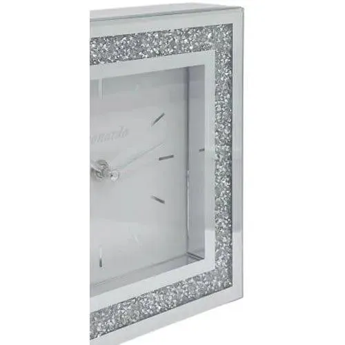 Mantle Clock Mirror Crystal Mirrored Glass Mantel Piece Desk Table - 40cm