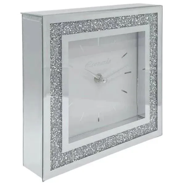Mantle Clock Mirror Crystal Mirrored Glass Mantel Piece Desk Table - 40cm