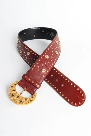 Medallion Stud Leather Belt