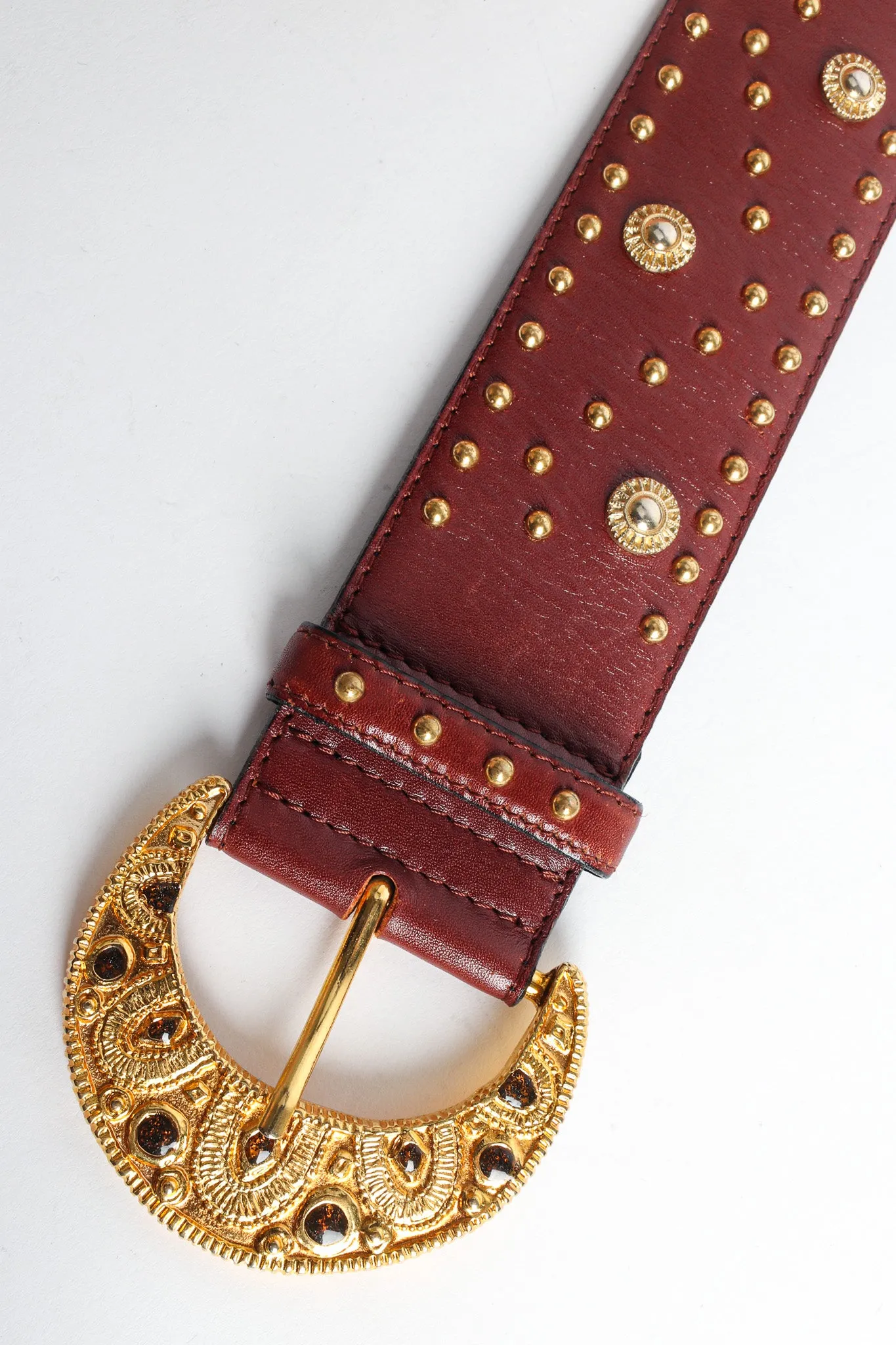 Medallion Stud Leather Belt