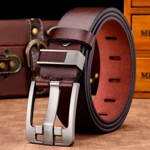 Men  genuine leather strap luxury pin buckle fancy vintage belt