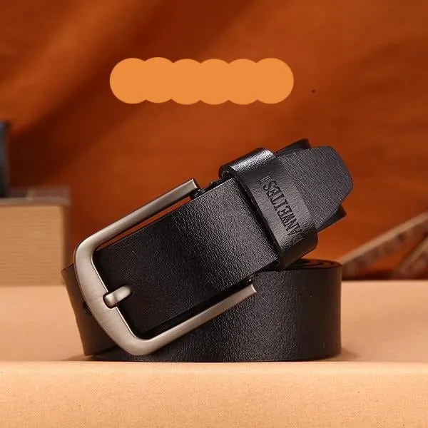 Men  genuine leather strap luxury pin buckle fancy vintage belt