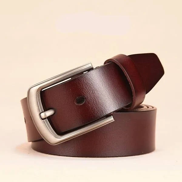 Men  genuine leather strap luxury pin buckle fancy vintage belt