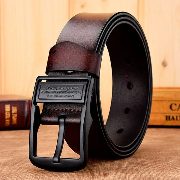 Men  genuine leather strap luxury pin buckle fancy vintage belt