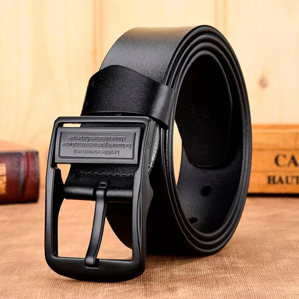 Men  genuine leather strap luxury pin buckle fancy vintage belt
