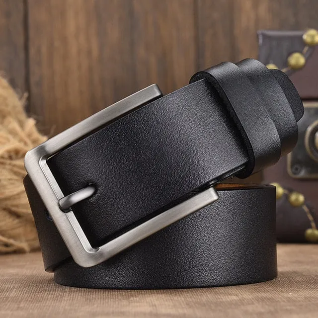 Men male  genuine leather  strap luxury pin buckle fancy vintage belt