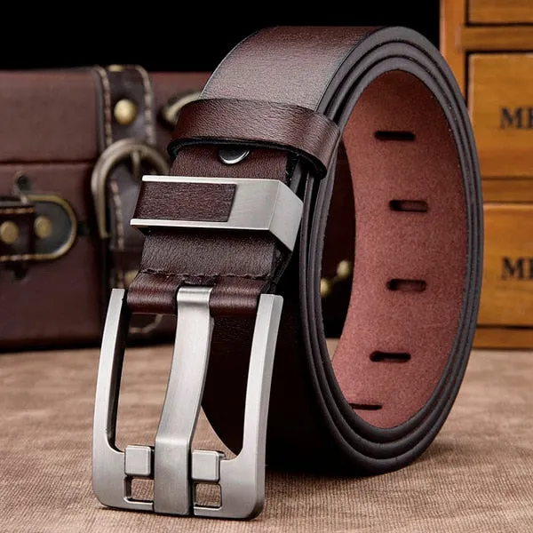 Men male  genuine leather  strap luxury pin buckle fancy vintage belt