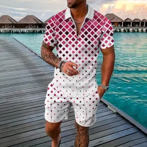 Men's Gradient Color Geometry Pattern 2 Pieces Outfits