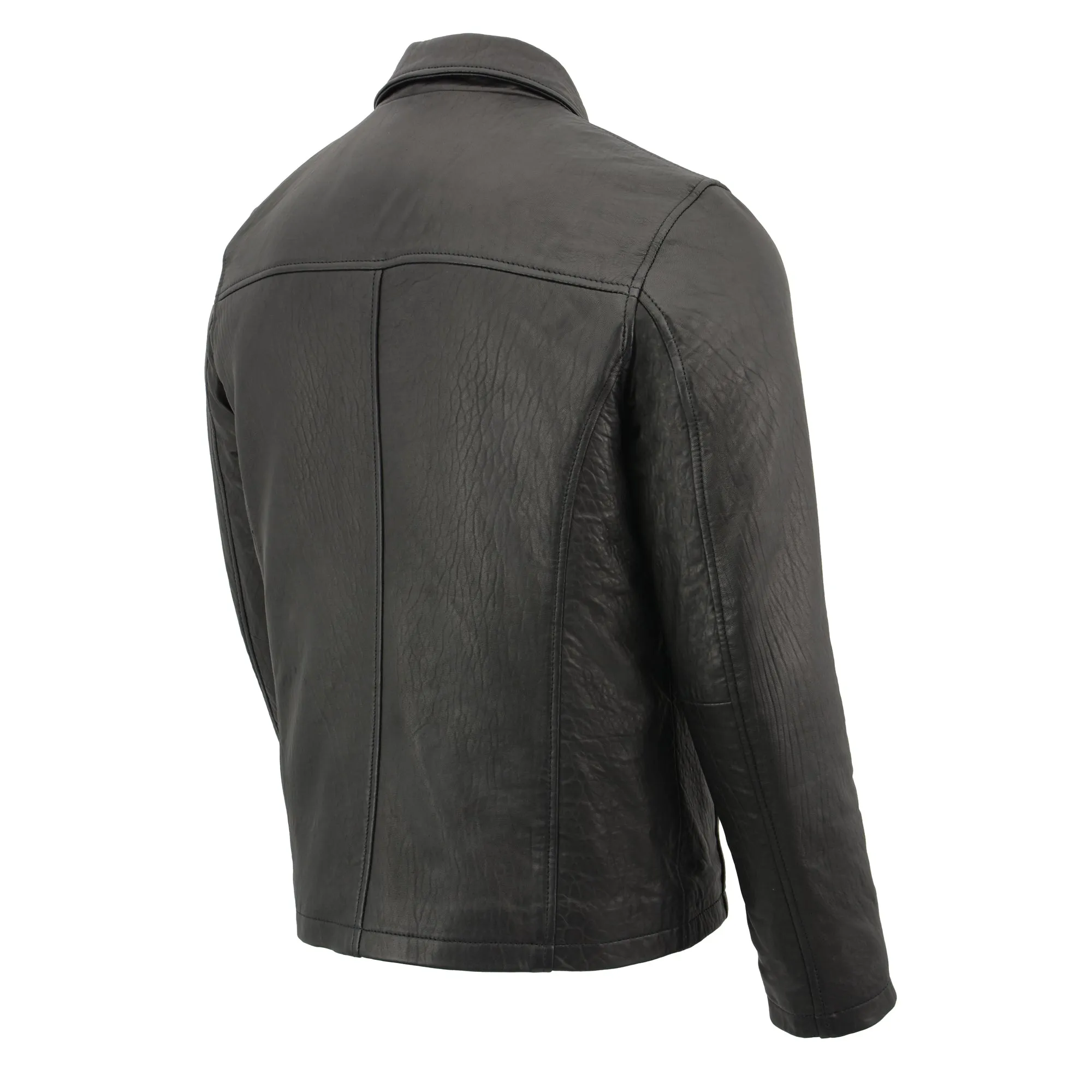 Mens New Zealand Lambskin Zipper Front Jacket w/ Shirt Collar
