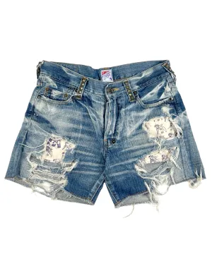 Mid 2000’s PRPS Studded Distressed Denim Shorts Made in Japan