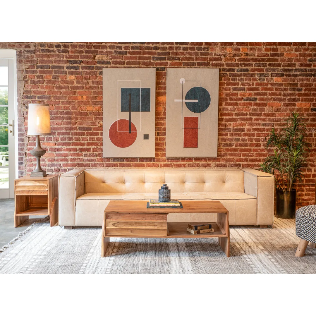 Milano Cream Leather Sofa