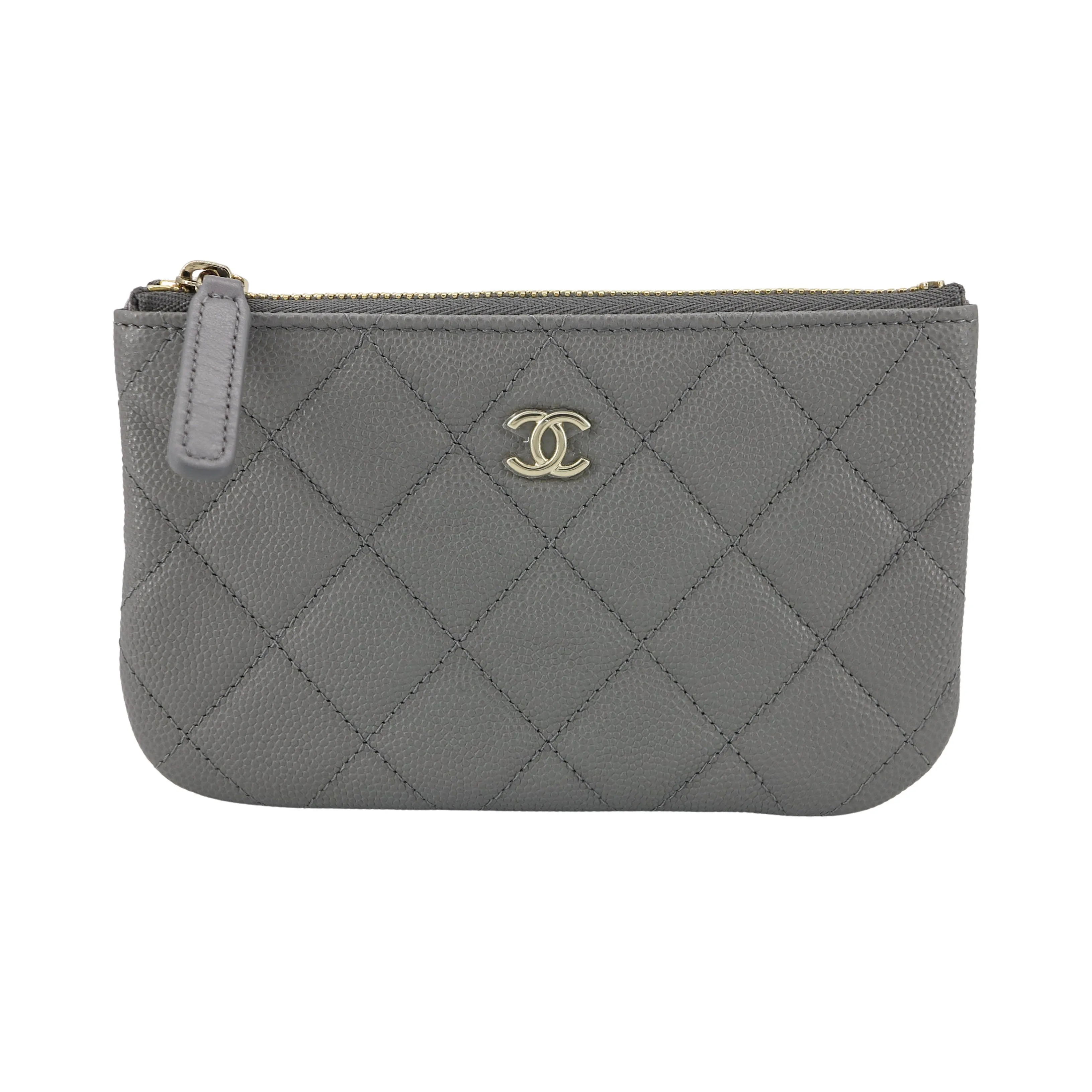 Mini O Case Pouch in 22B Grey Caviar