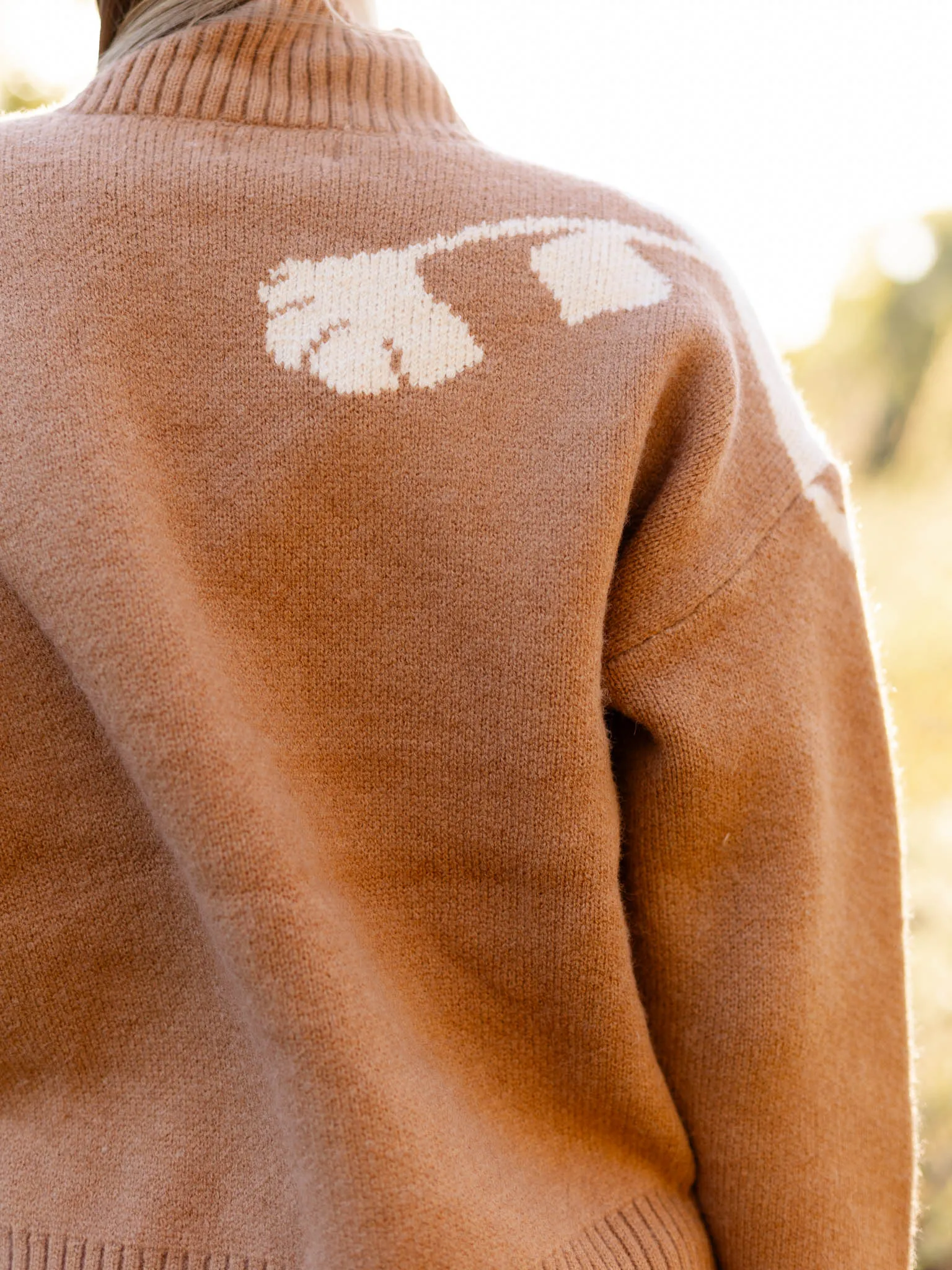 Mock Neck Floral Sweater