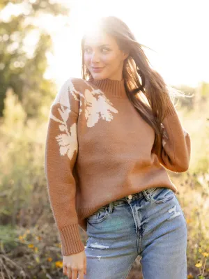Mock Neck Floral Sweater