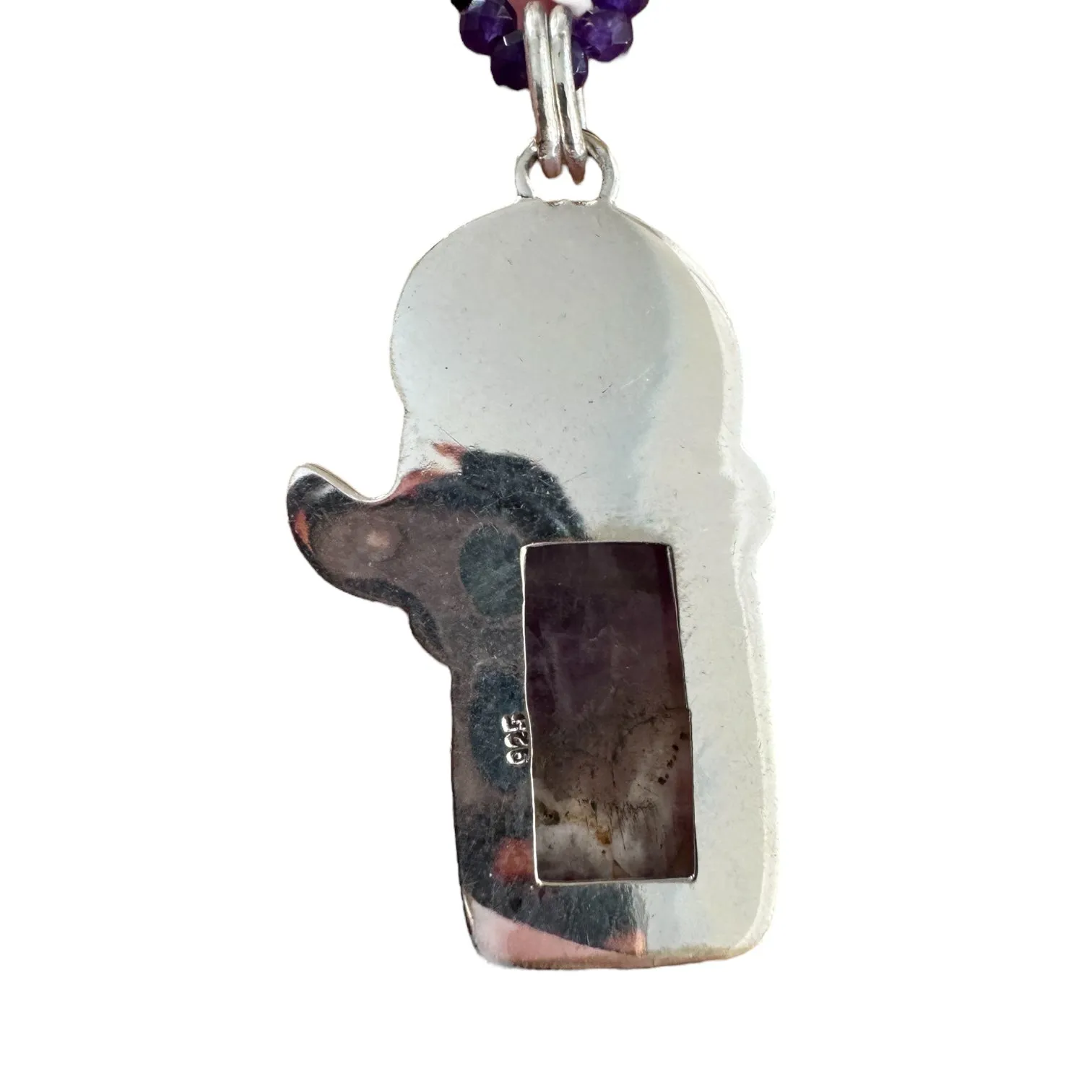 MOON Amethyst Solid 925 Sterling Silver Pendant Necklace