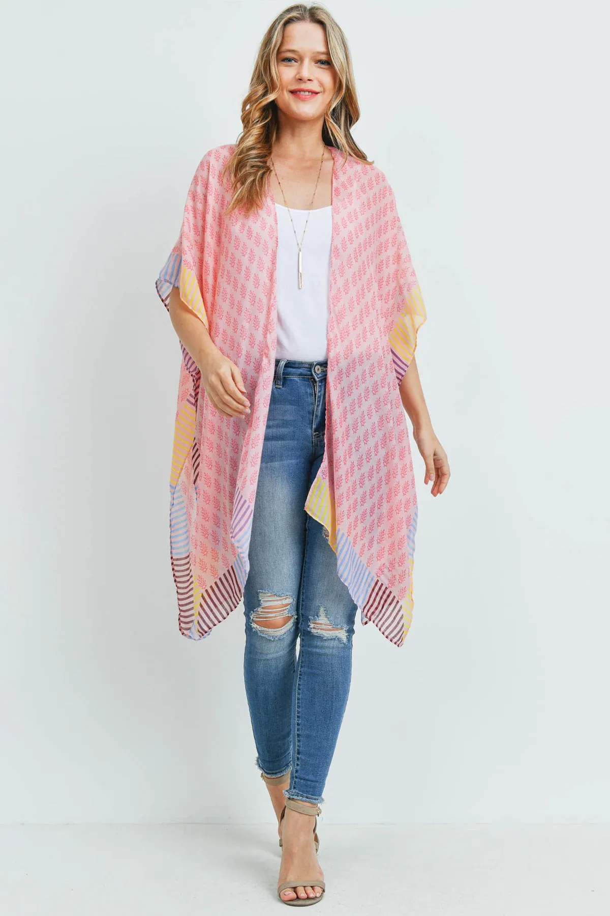 MS0171 - BOHEMIAN STYLE OMBRE LEAVES KIMONO