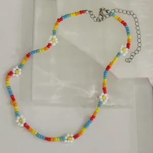 MULTI-COLOR FLOWER BEADED necklace