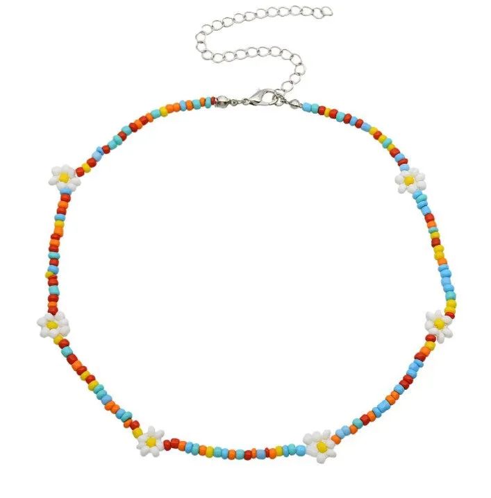 MULTI-COLOR FLOWER BEADED necklace
