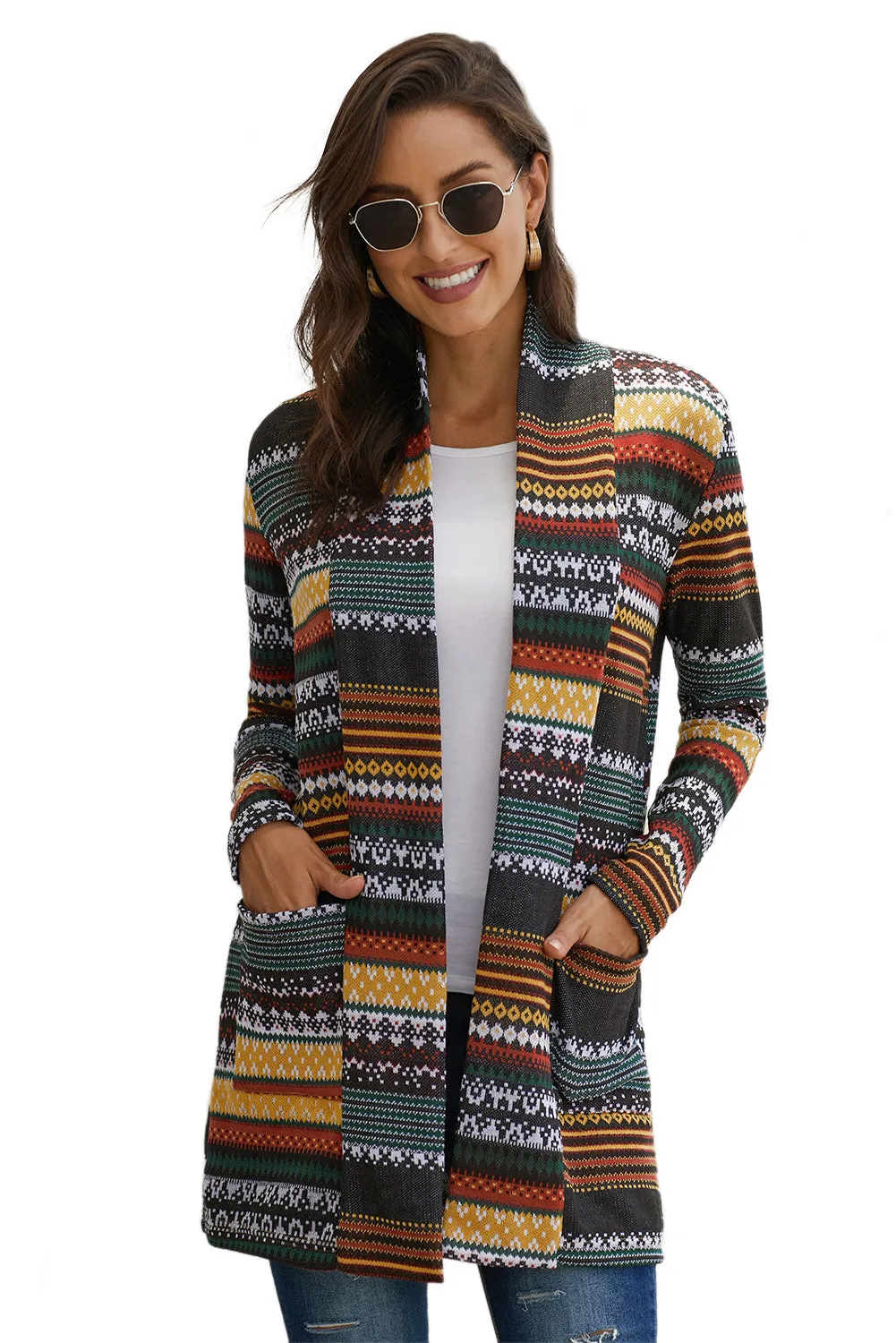 Multicolor Unforgettable Printed Cardigan Coat