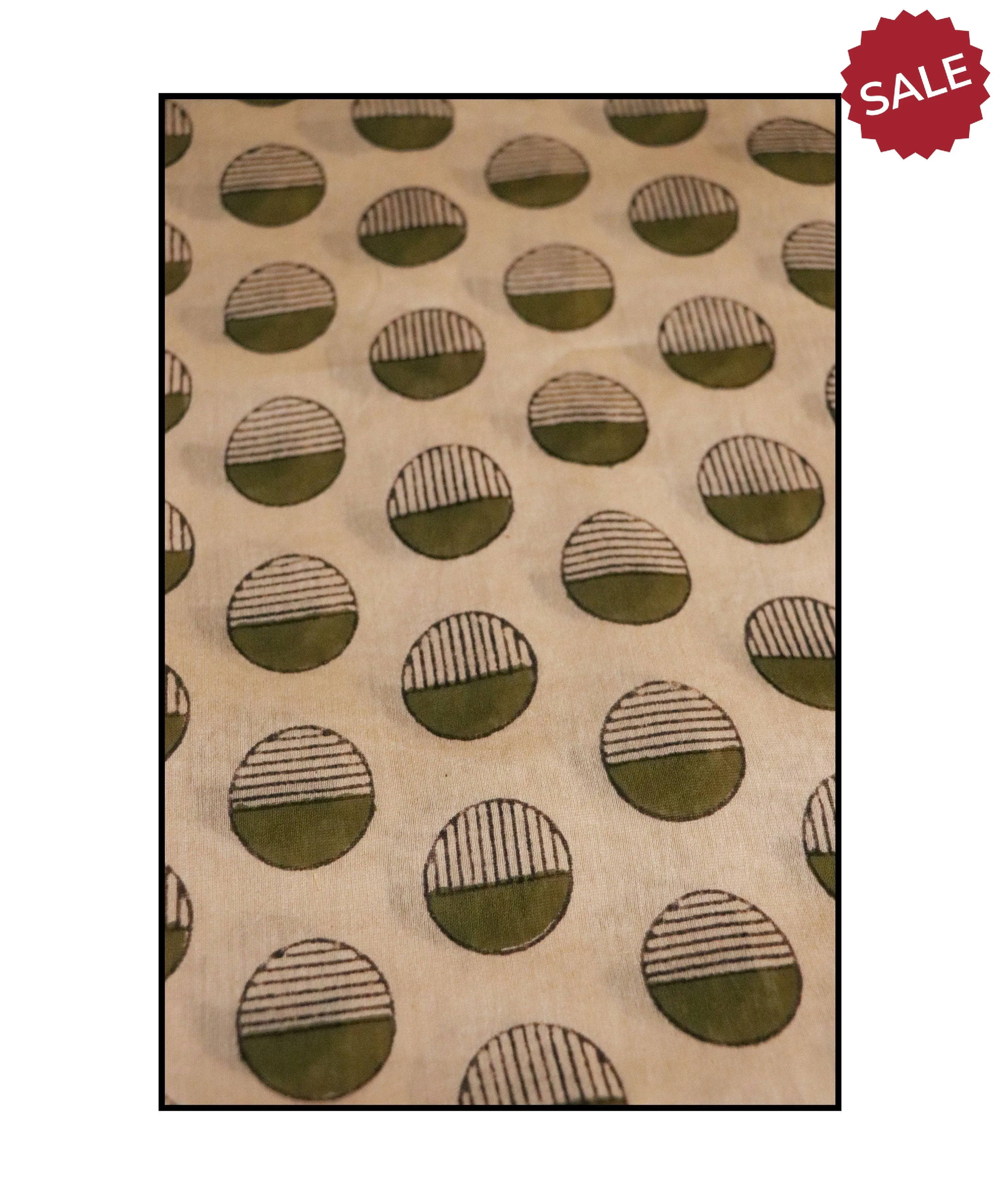 Naltural dyed Bagru saree - Roheda- Green Syahi Begar