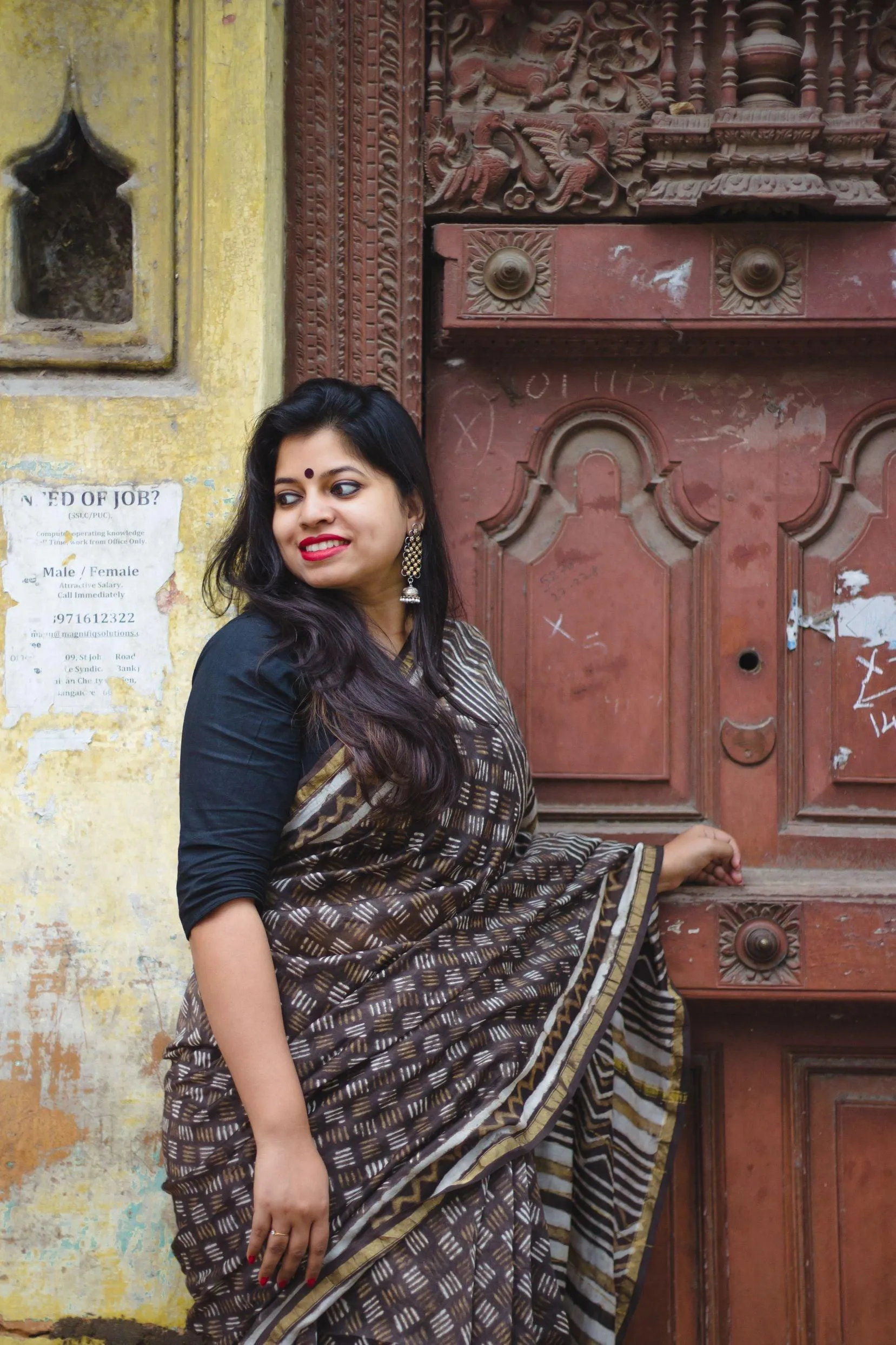 Natural dyed Dabu sarees - Malhar -Kashish mixed stripes
