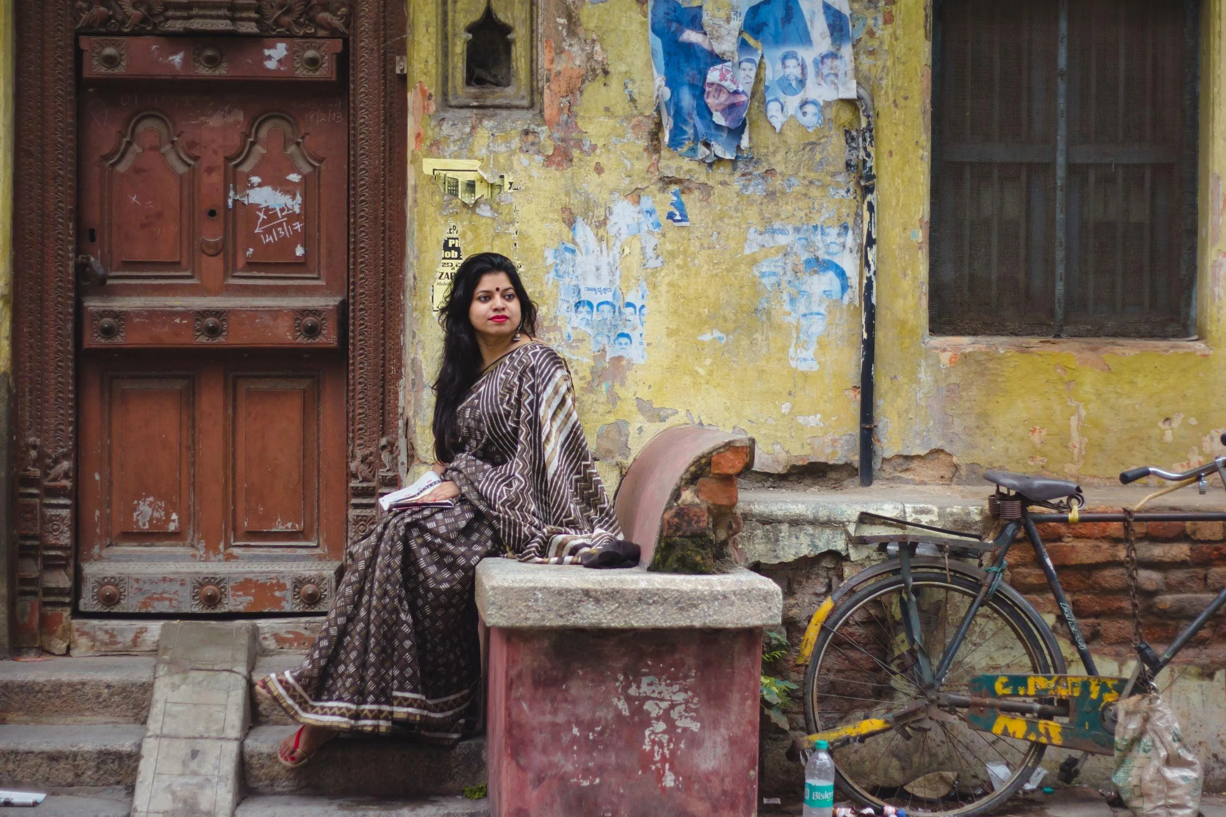 Natural dyed Dabu sarees - Malhar -Kashish mixed stripes