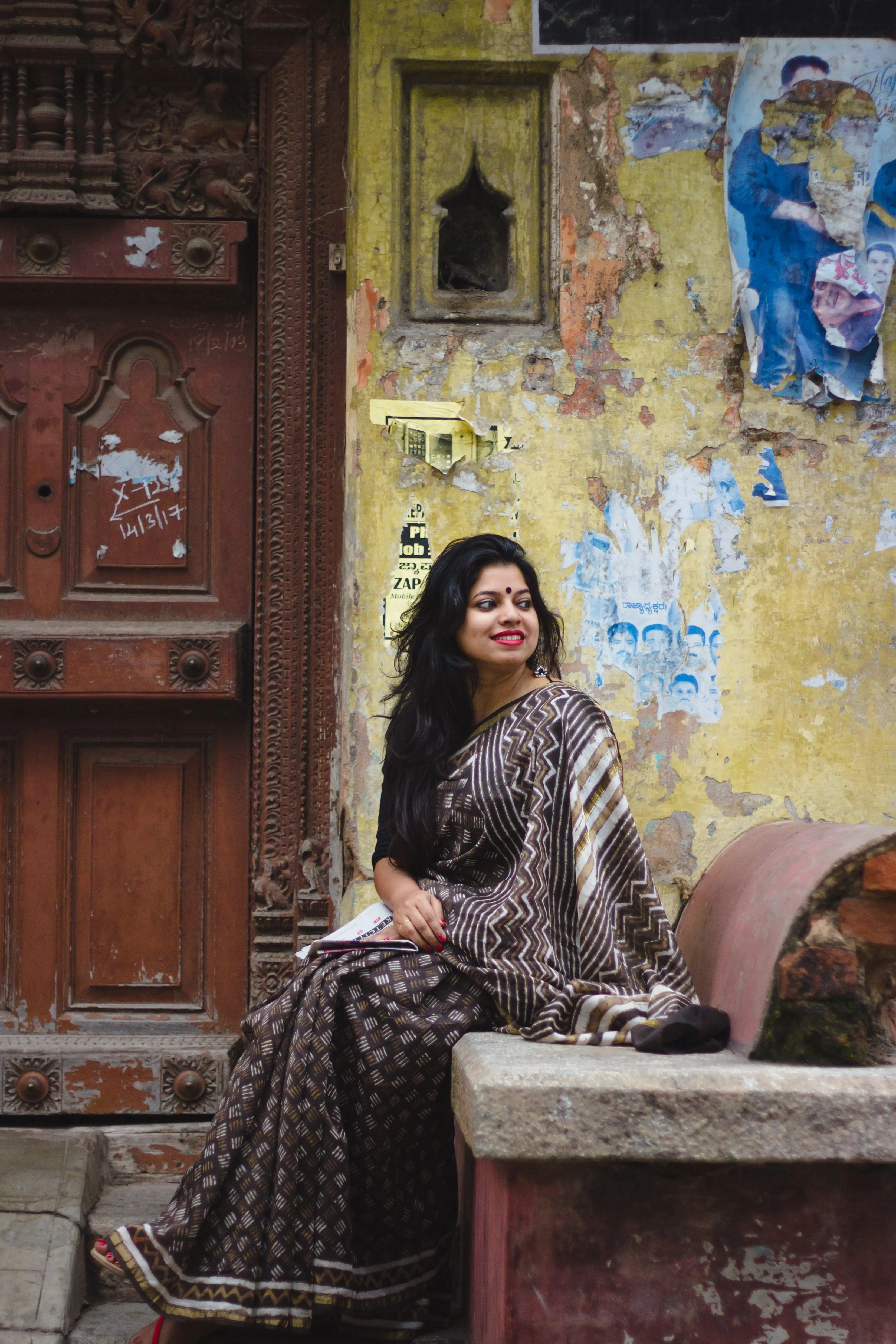 Natural dyed Dabu sarees - Malhar -Kashish mixed stripes