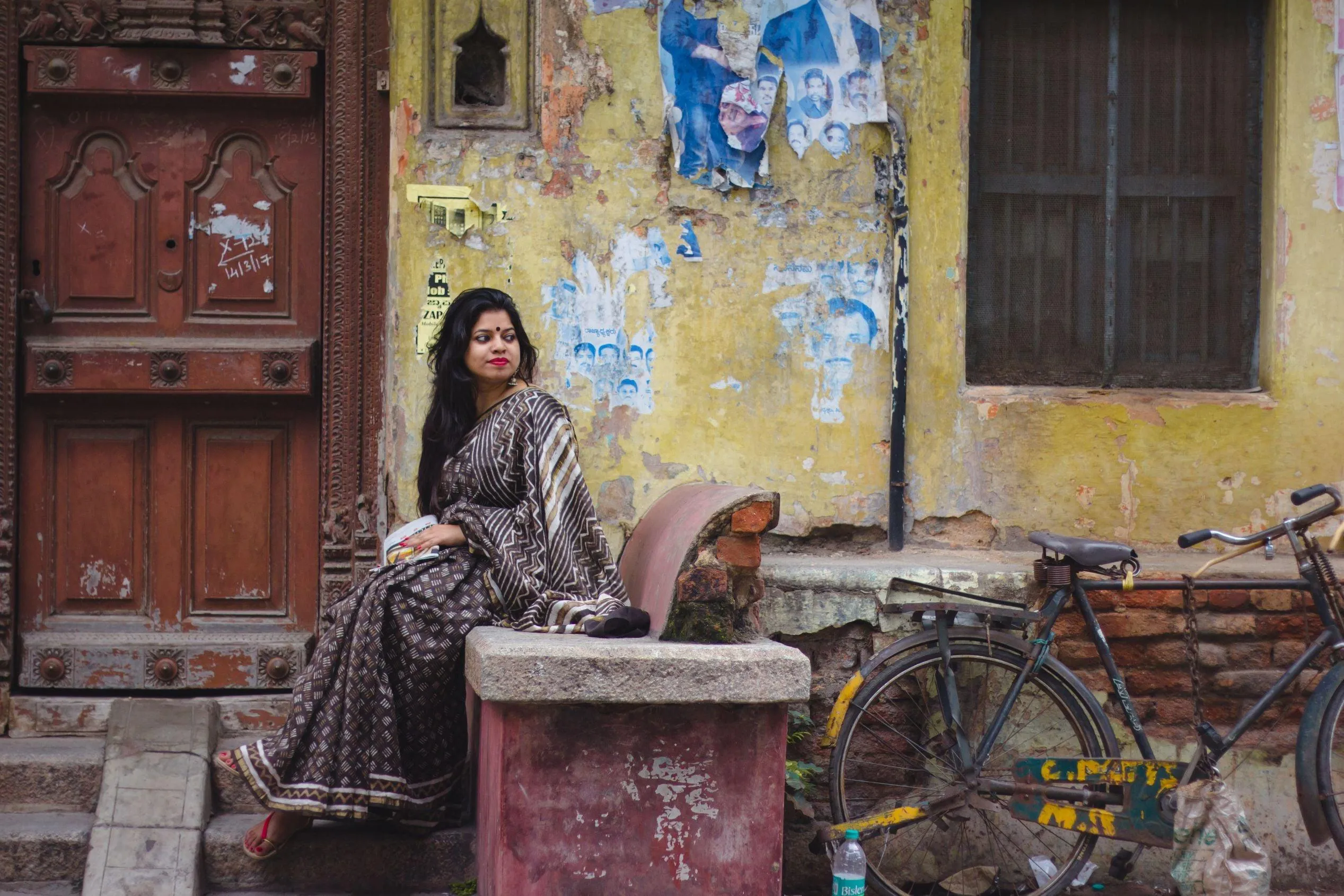 Natural dyed Dabu sarees - Malhar -Kashish mixed stripes
