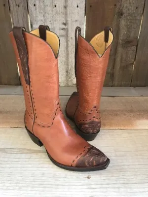 Natural Leather Tooled Tres Outlaws Men's Classic  Boot 3999@