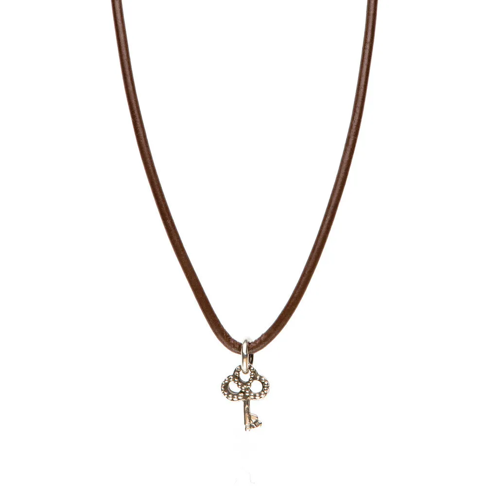 Necklace Leather Smooth - Mocha, S (16-18inch/41-46cm)