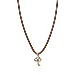 Necklace Leather Smooth - Mocha, S (16-18inch/41-46cm)