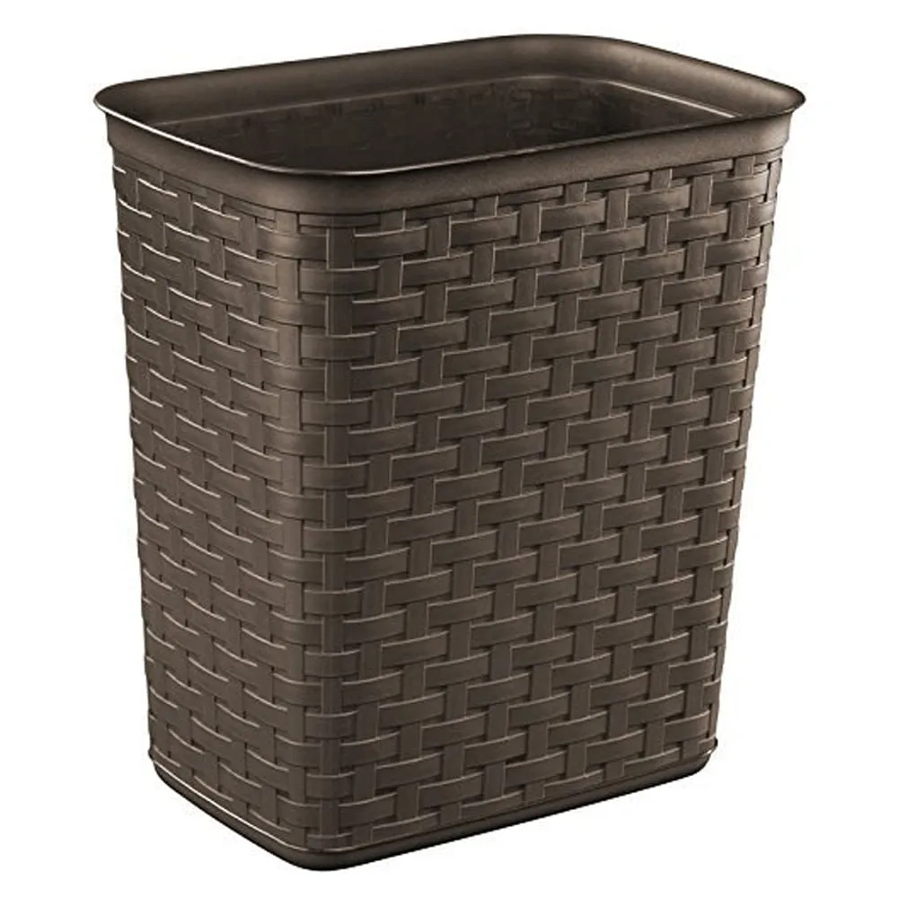 New 3.4 gal Plastic Weave Decorative Trash Can ,Sterilite Espresso Free Shipping
