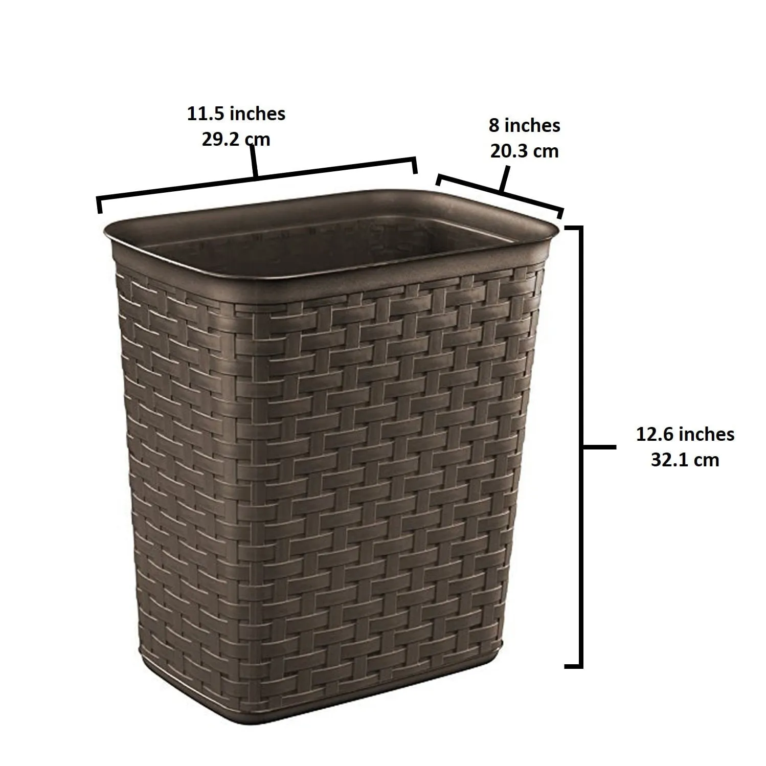 New 3.4 gal Plastic Weave Decorative Trash Can ,Sterilite Espresso Free Shipping