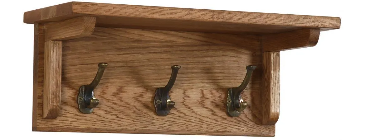 OAK 3 Hook Hall Coat Rack