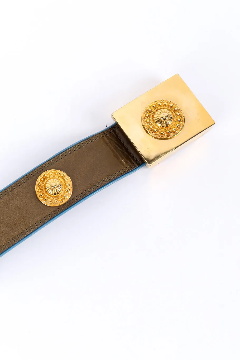 Olive Leather Medallion Stud Belt