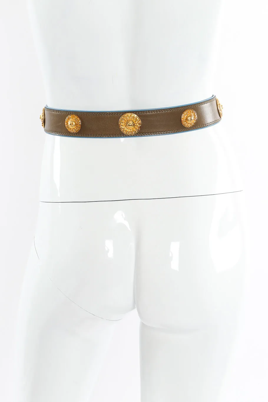 Olive Leather Medallion Stud Belt