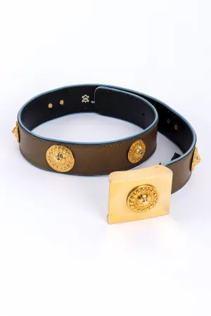 Olive Leather Medallion Stud Belt