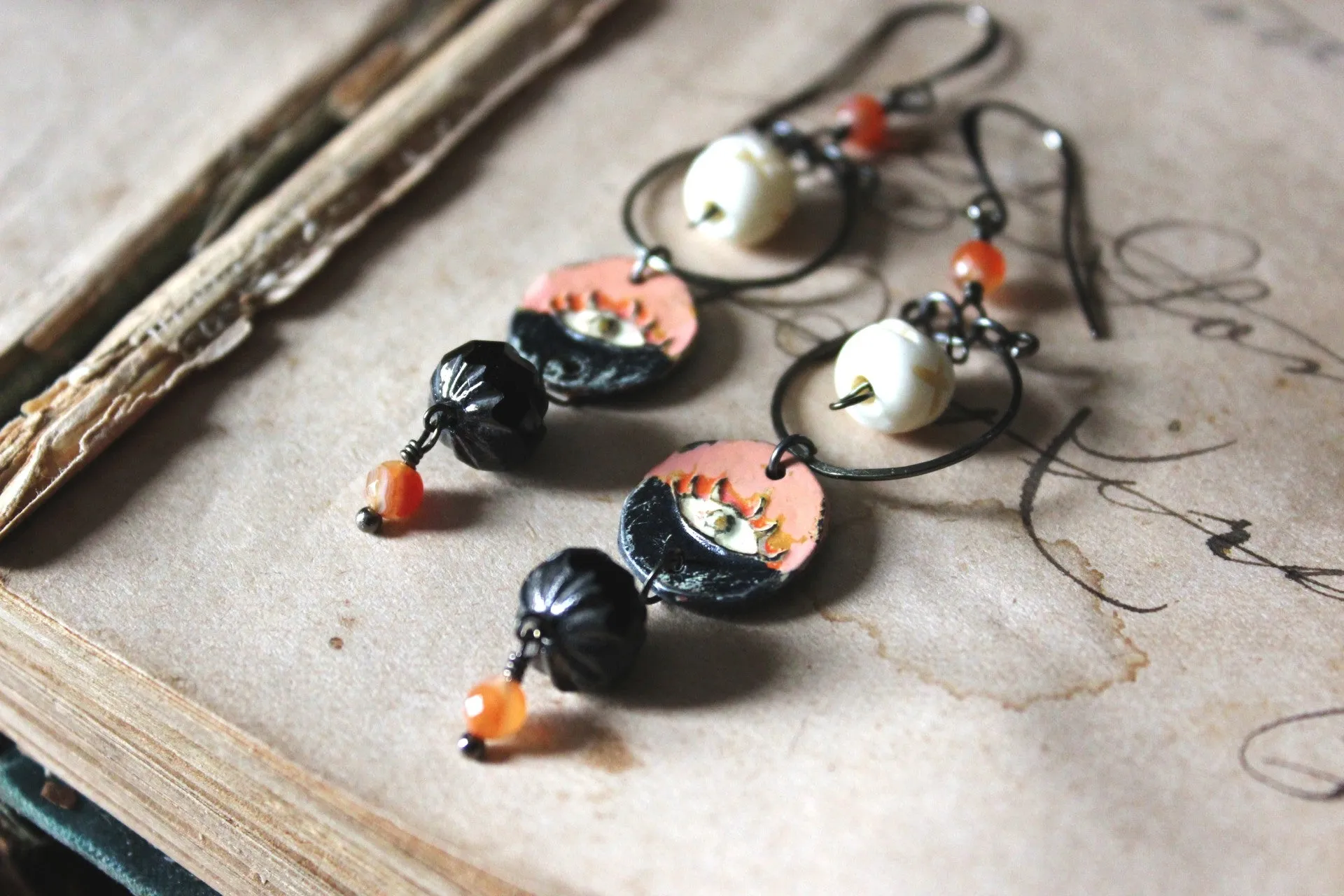 On The Horizon. Artisan Pewter Beaded Earrings.