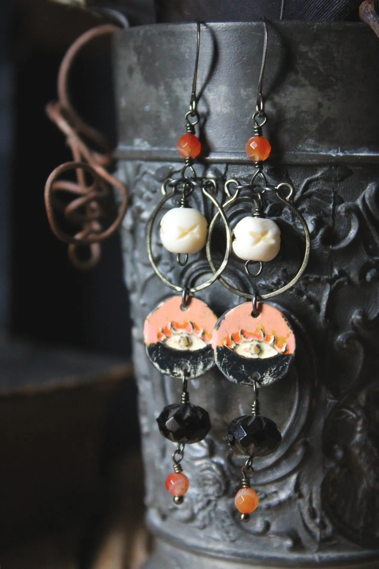 On The Horizon. Artisan Pewter Beaded Earrings.