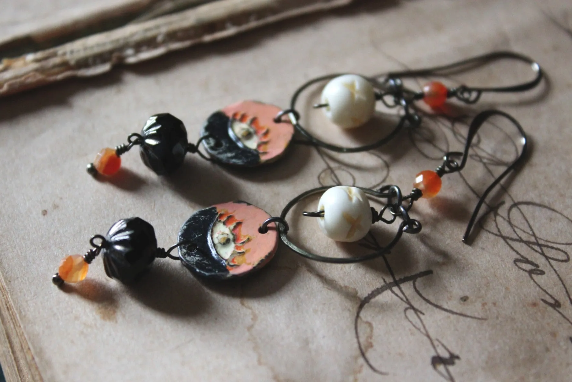 On The Horizon. Artisan Pewter Beaded Earrings.