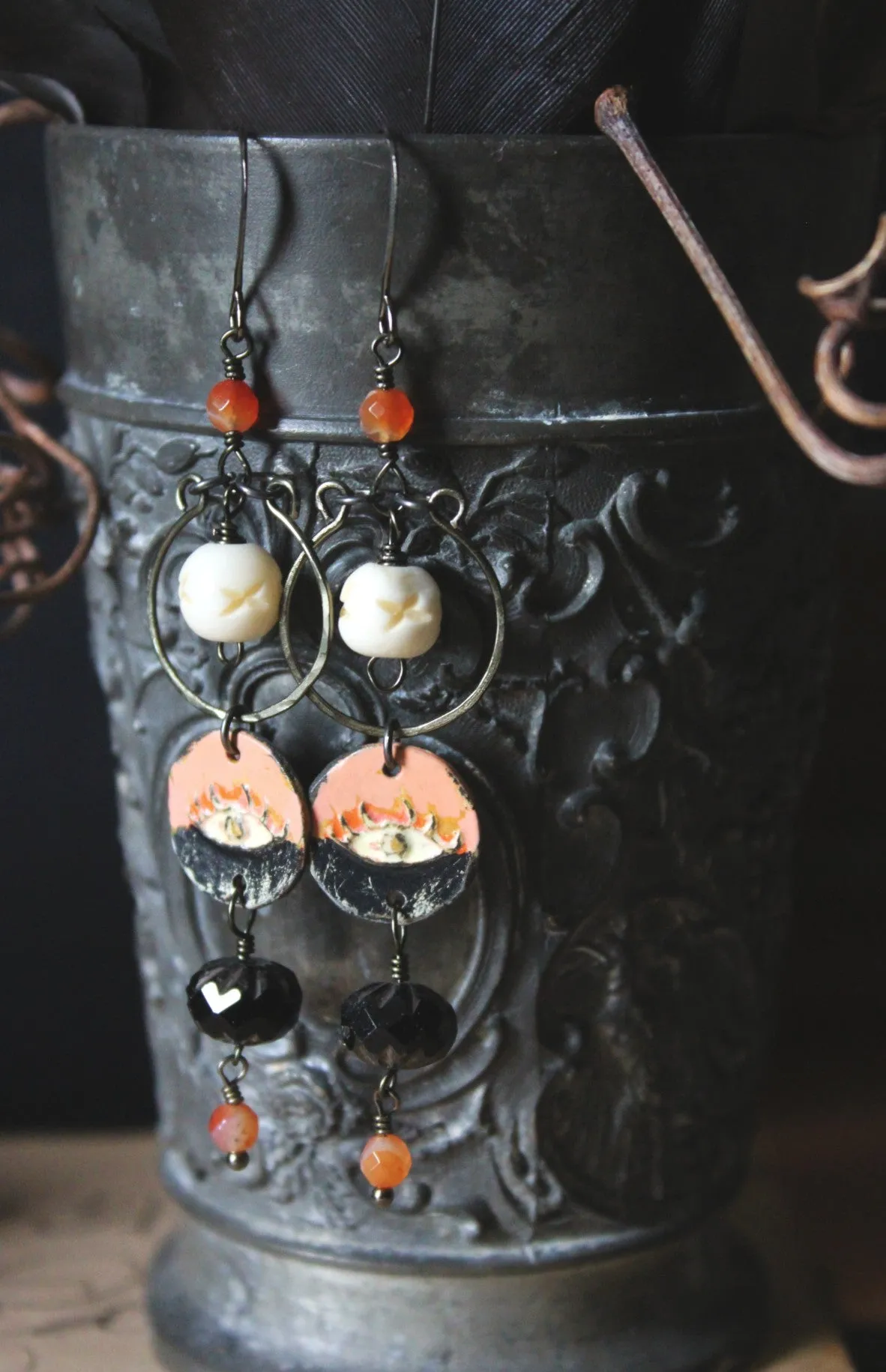 On The Horizon. Artisan Pewter Beaded Earrings.