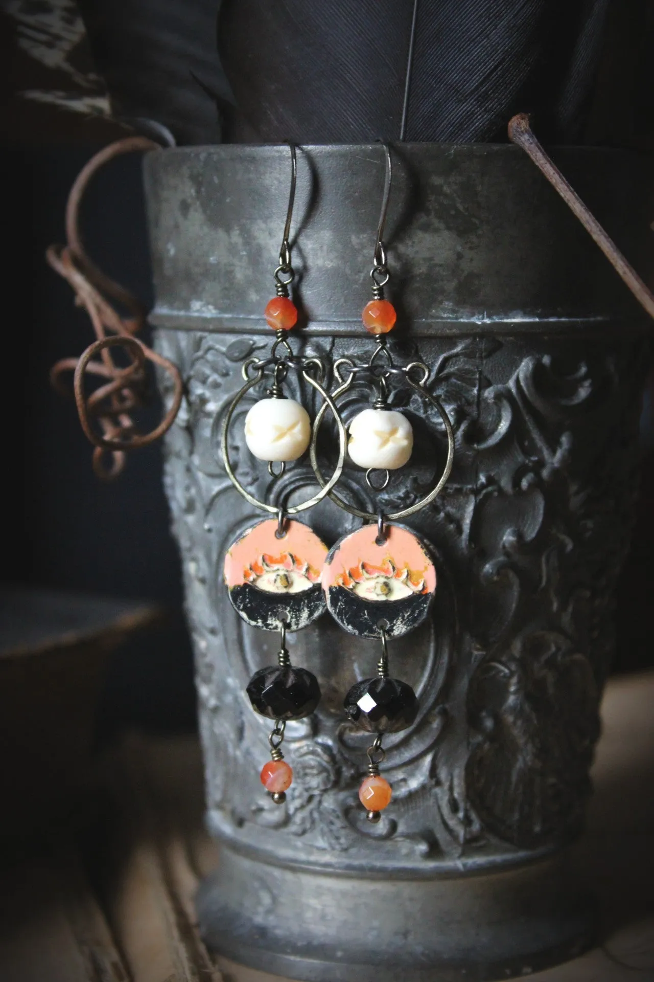 On The Horizon. Artisan Pewter Beaded Earrings.